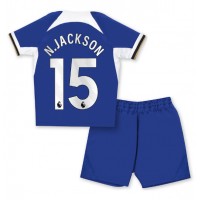 Fotbalové Dres Chelsea Nicolas Jackson #15 Dětské Domácí 2023-24 Krátký Rukáv (+ trenýrky)